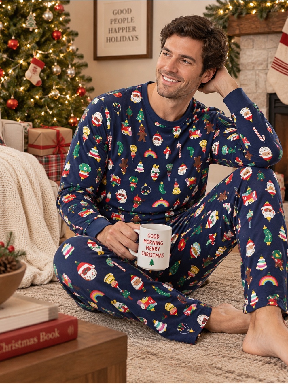 Hanna Andersson Men’s L Christmas Pajama Set Holiday Gnome Santa Organic Cotton